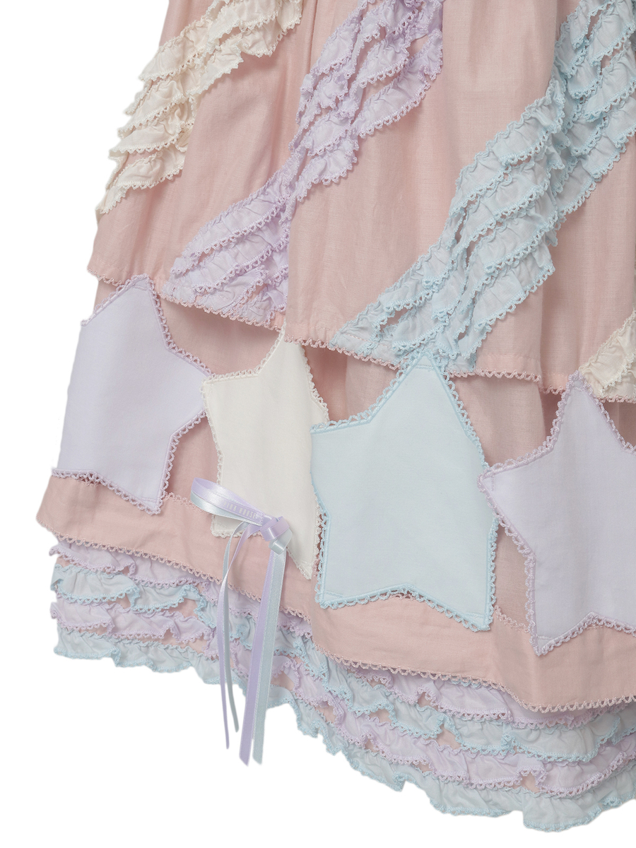 星形ワッペン付き配色フリルスカート 詳細画像 キナリ 9