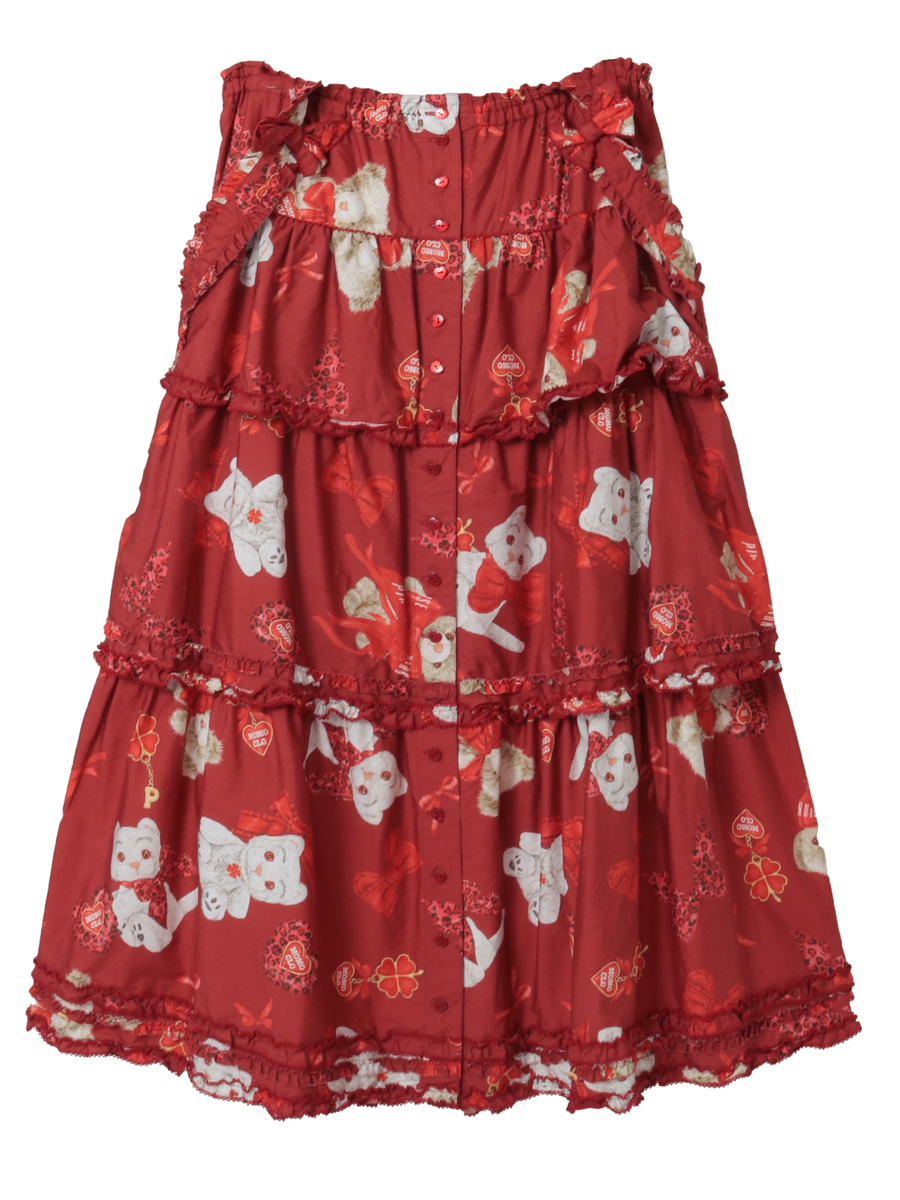 PINK HOUSE×Momoclo ももクロベアプリント吊りスカート 詳細画像 アカ 7