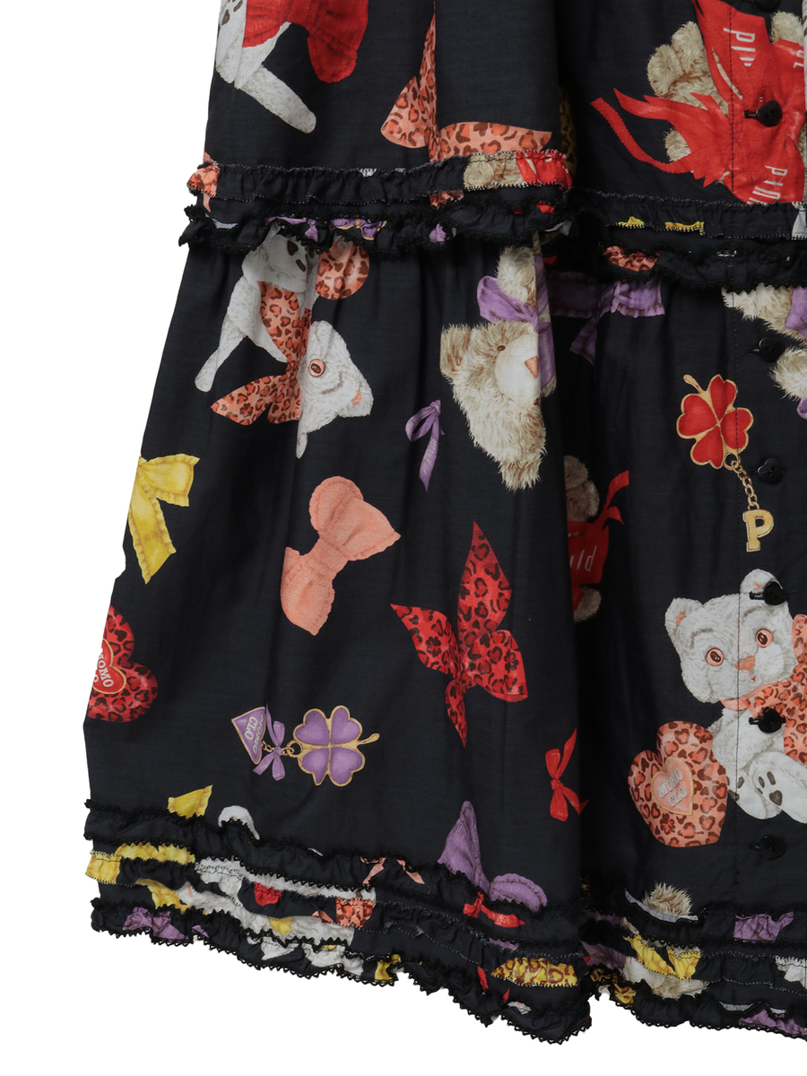 PINK HOUSE×Momoclo ももクロベアプリント吊りスカート 詳細画像 アカ 8