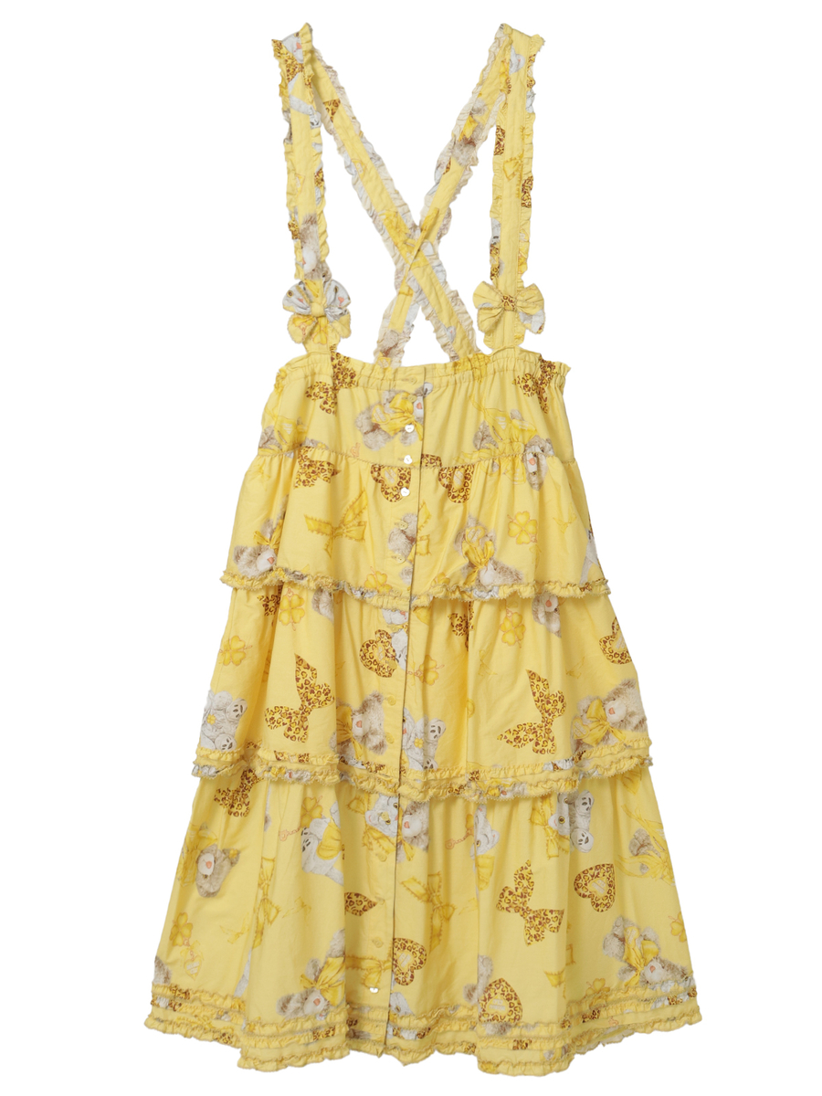 PINK HOUSE×Momoclo ももクロベアプリント吊りスカート 詳細画像 イエロー 1