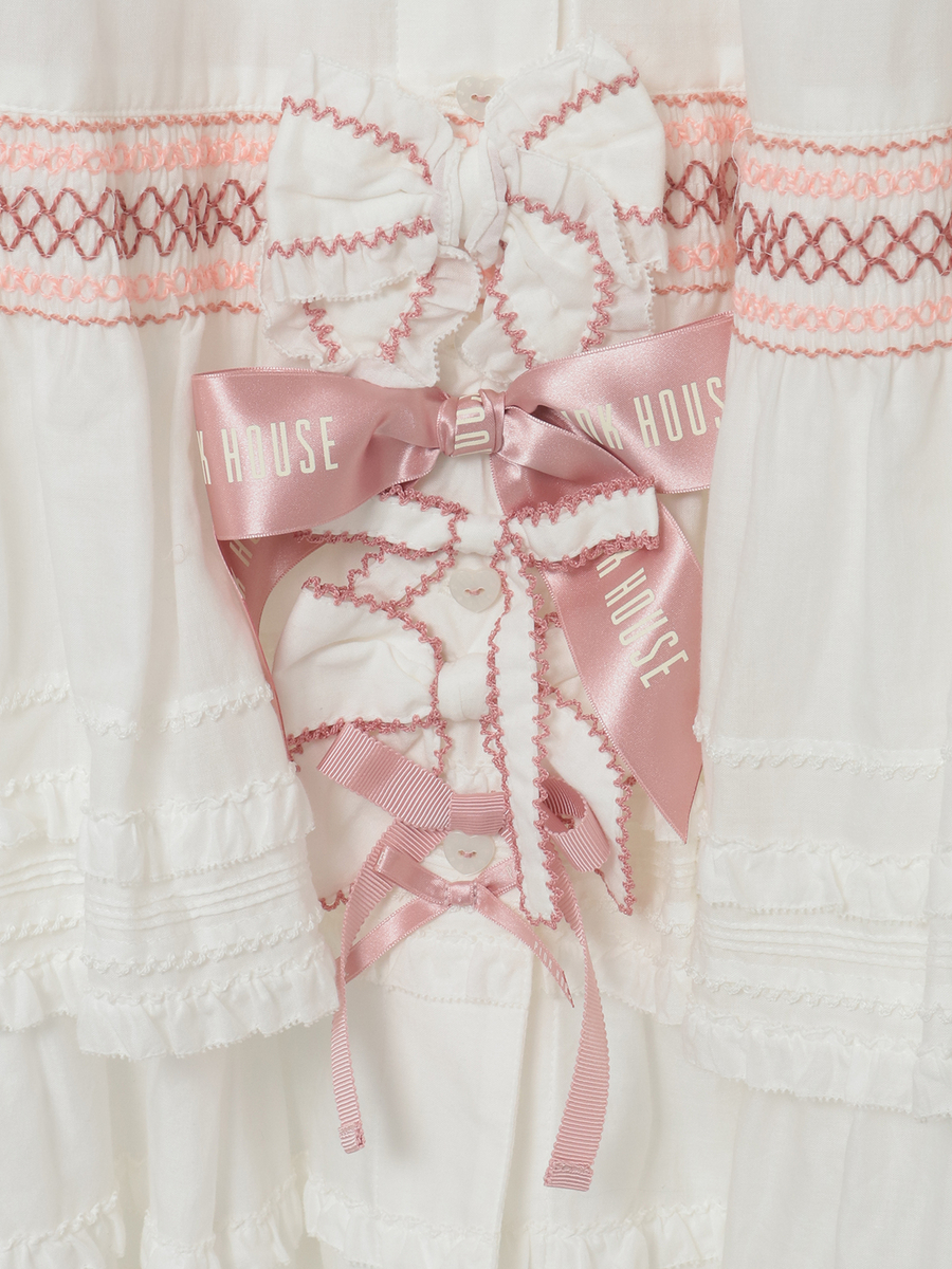 スモック刺繍スカート 詳細画像 シロ×アカ 12