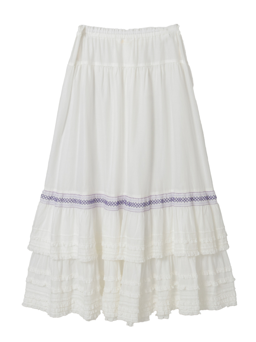スモック刺繍スカート 詳細画像 シロ×アカ 2