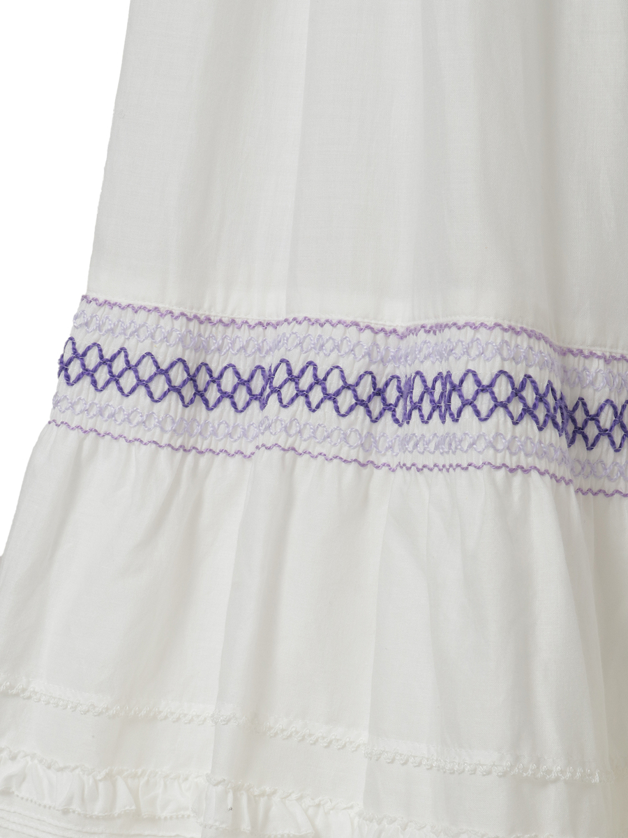 スモック刺繍スカート 詳細画像 シロ×アカ 7