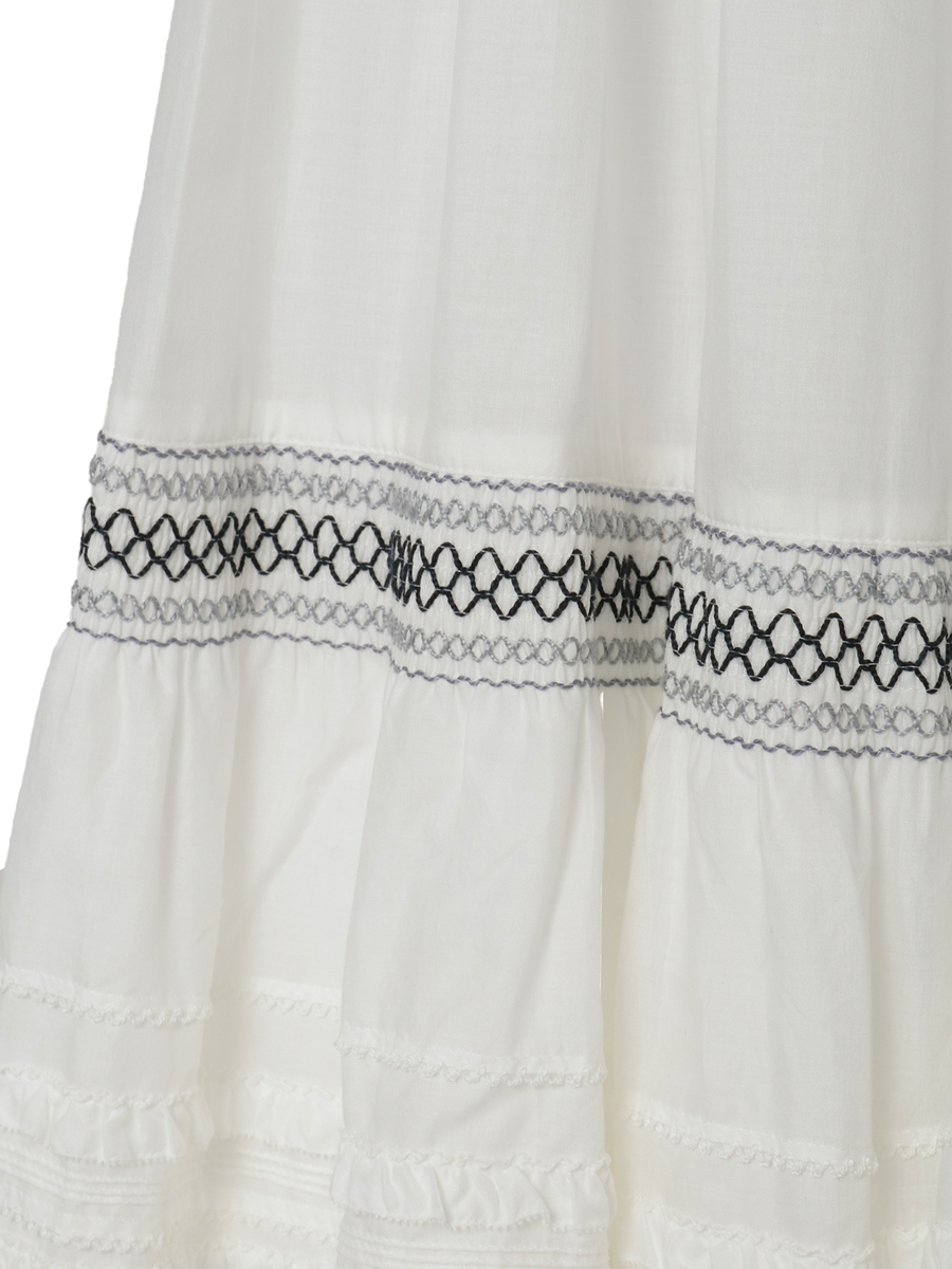 スモック刺繍スカート 詳細画像 シロ×アカ 9