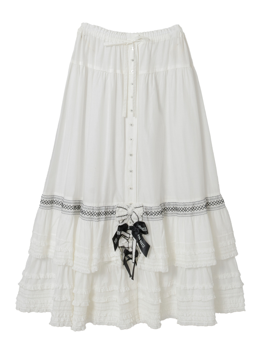 スモック刺繍スカート 詳細画像 シロ×クロ 1