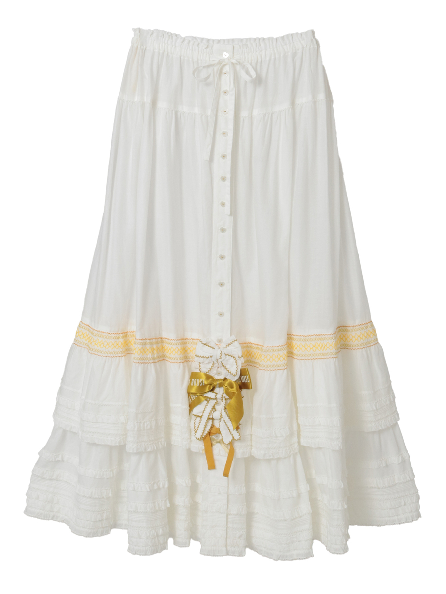 スモック刺繍スカート 詳細画像 シロ×イエロー 1