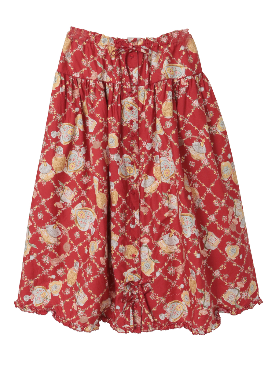 パフュームプリントミディスカート 詳細画像 チョコレート 1