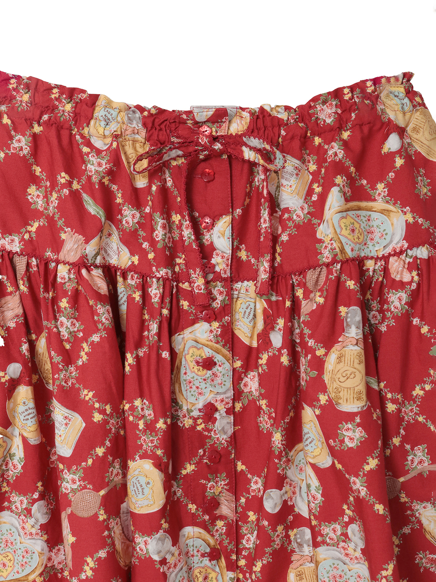 パフュームプリントミディスカート 詳細画像 チョコレート 3