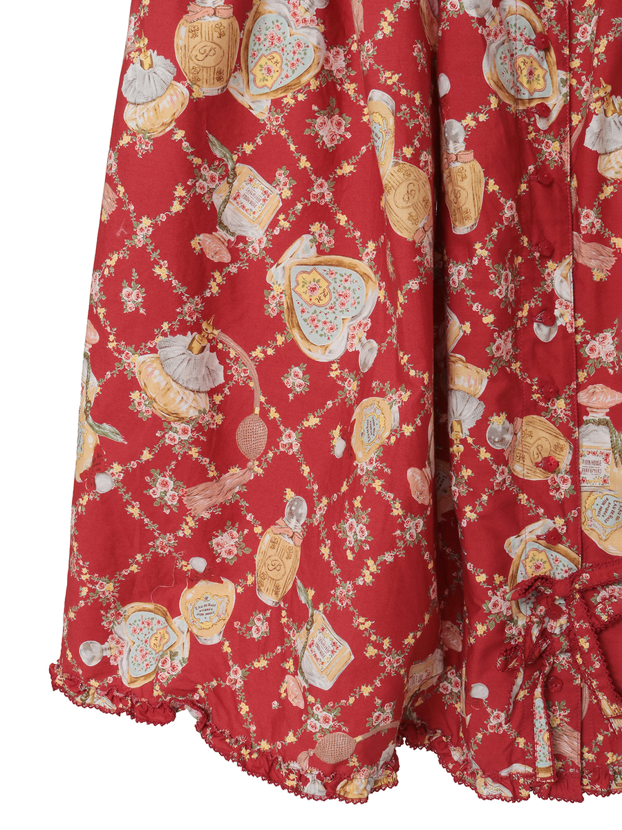 パフュームプリントミディスカート 詳細画像 チョコレート 4