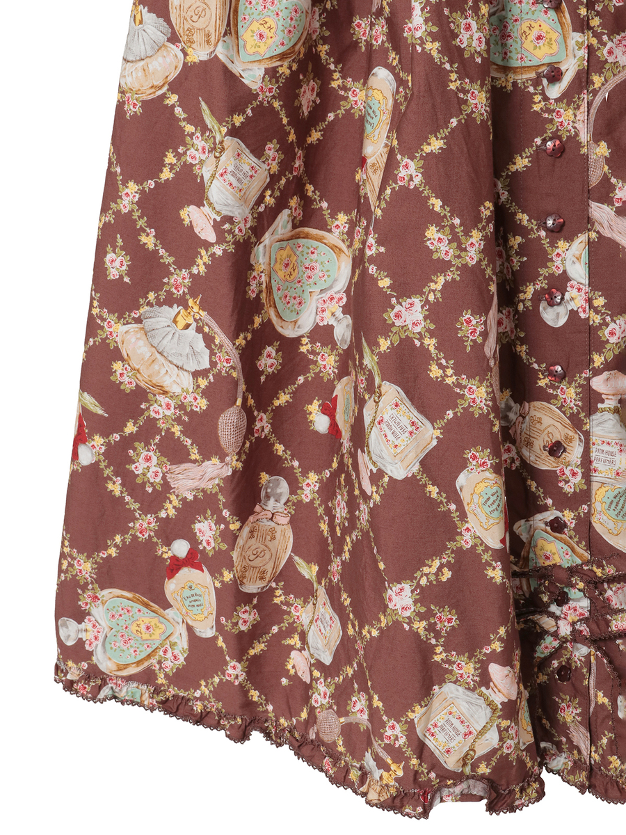パフュームプリントミディスカート 詳細画像 チョコレート 9