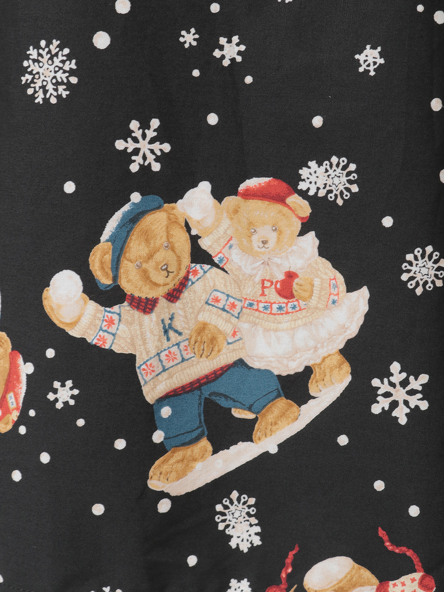 三つ子のくまの冬支度プリントスカート 詳細画像 カーキ 6