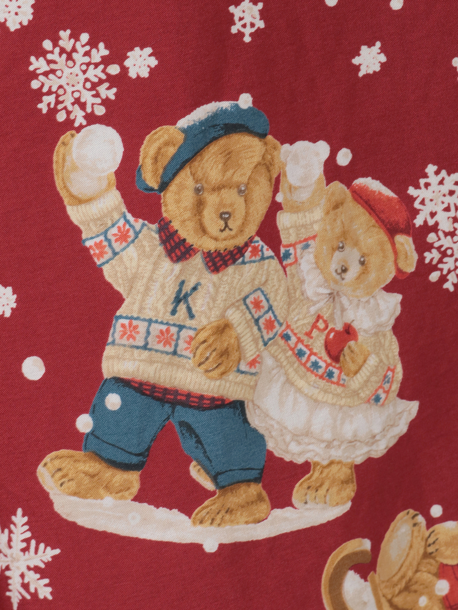 三つ子のくまの冬支度プリントスカート 詳細画像 カーキ 7