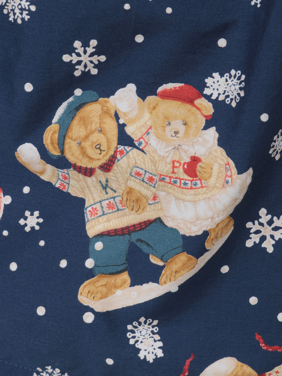 三つ子のくまの冬支度プリントスカート 詳細画像 カーキ 8