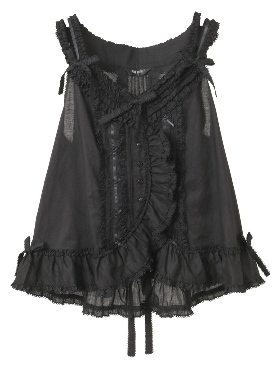 フリル使いローンベスト 詳細画像 クロ 1