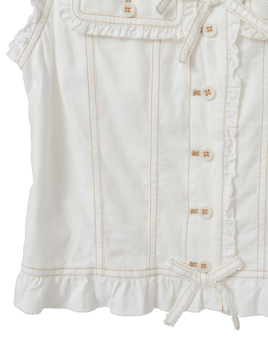 フリル使いデニムベスト 詳細画像 アカ 8