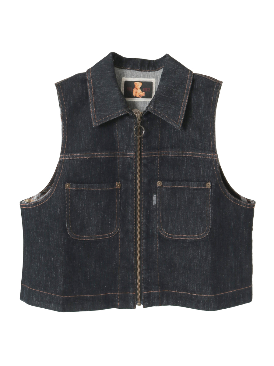 テディベア刺繍デニムベスト 詳細画像 クロ 1