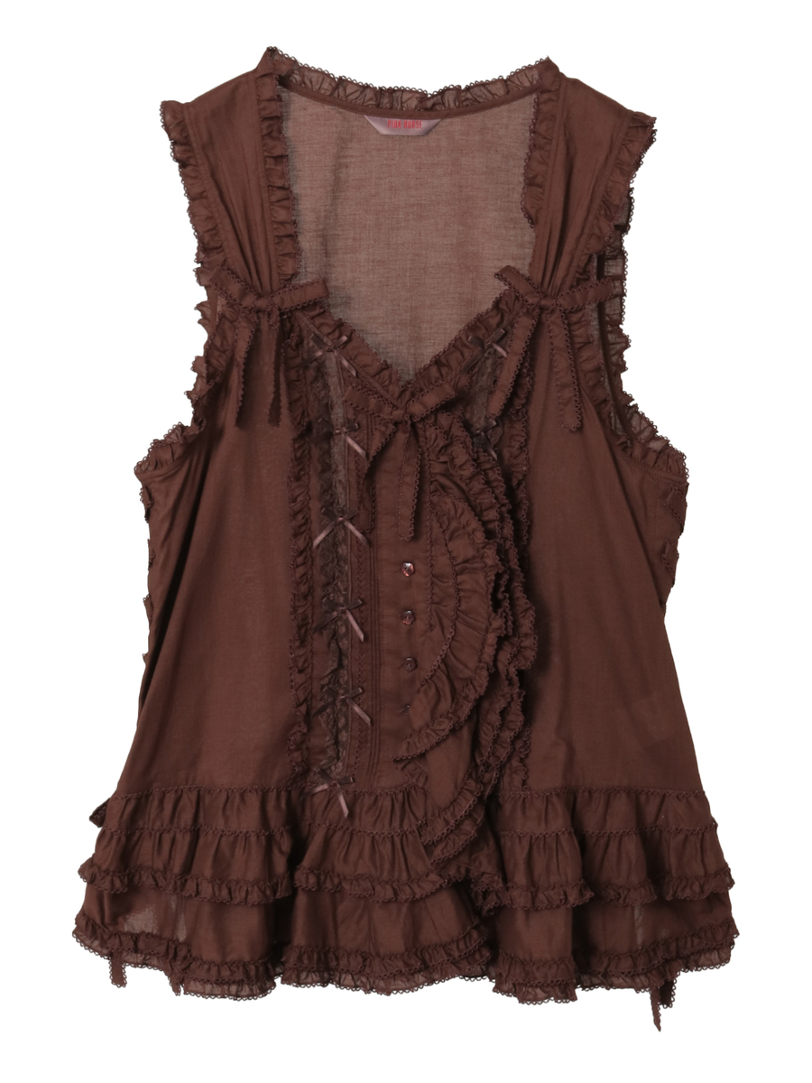 フランス製レース使いローンベスト 詳細画像 キナリ 1