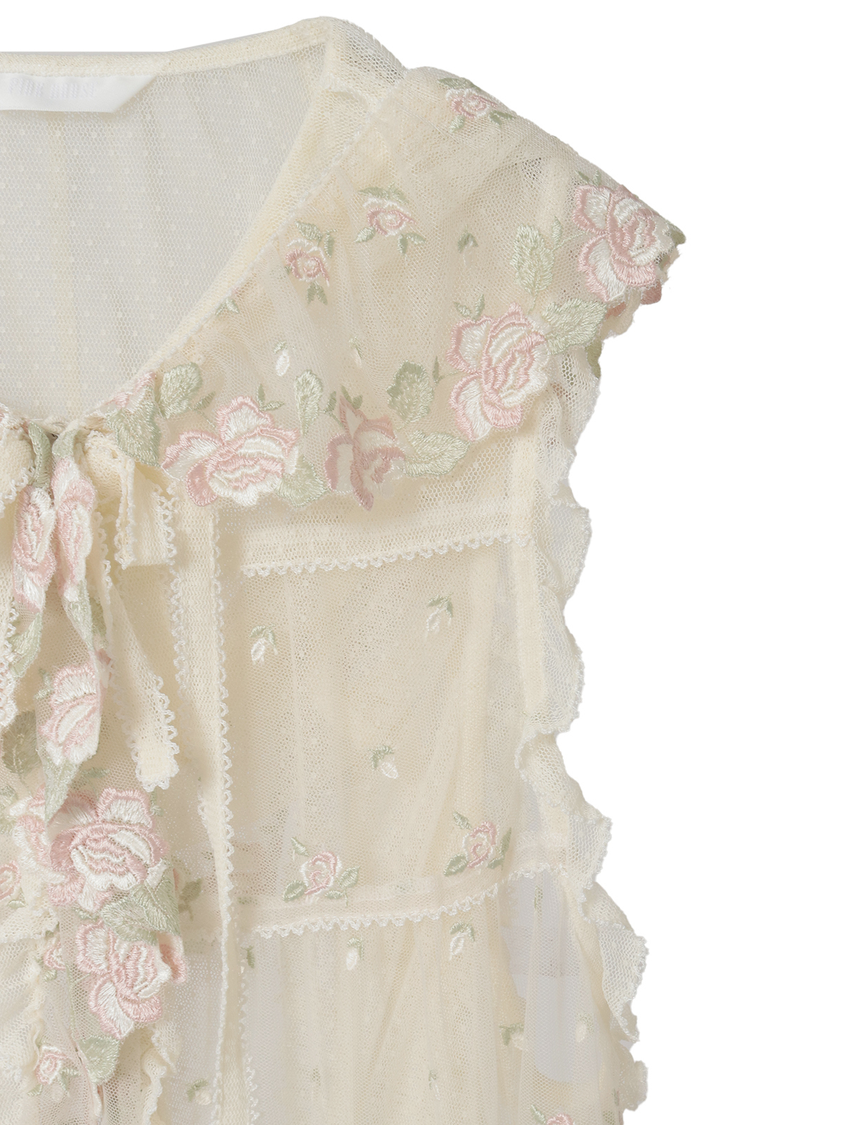 うさぎの耳フード付きローズレースベスト｜ピンクハウス