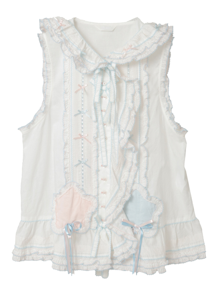 星ワッペン使いフード付きオーバーベスト