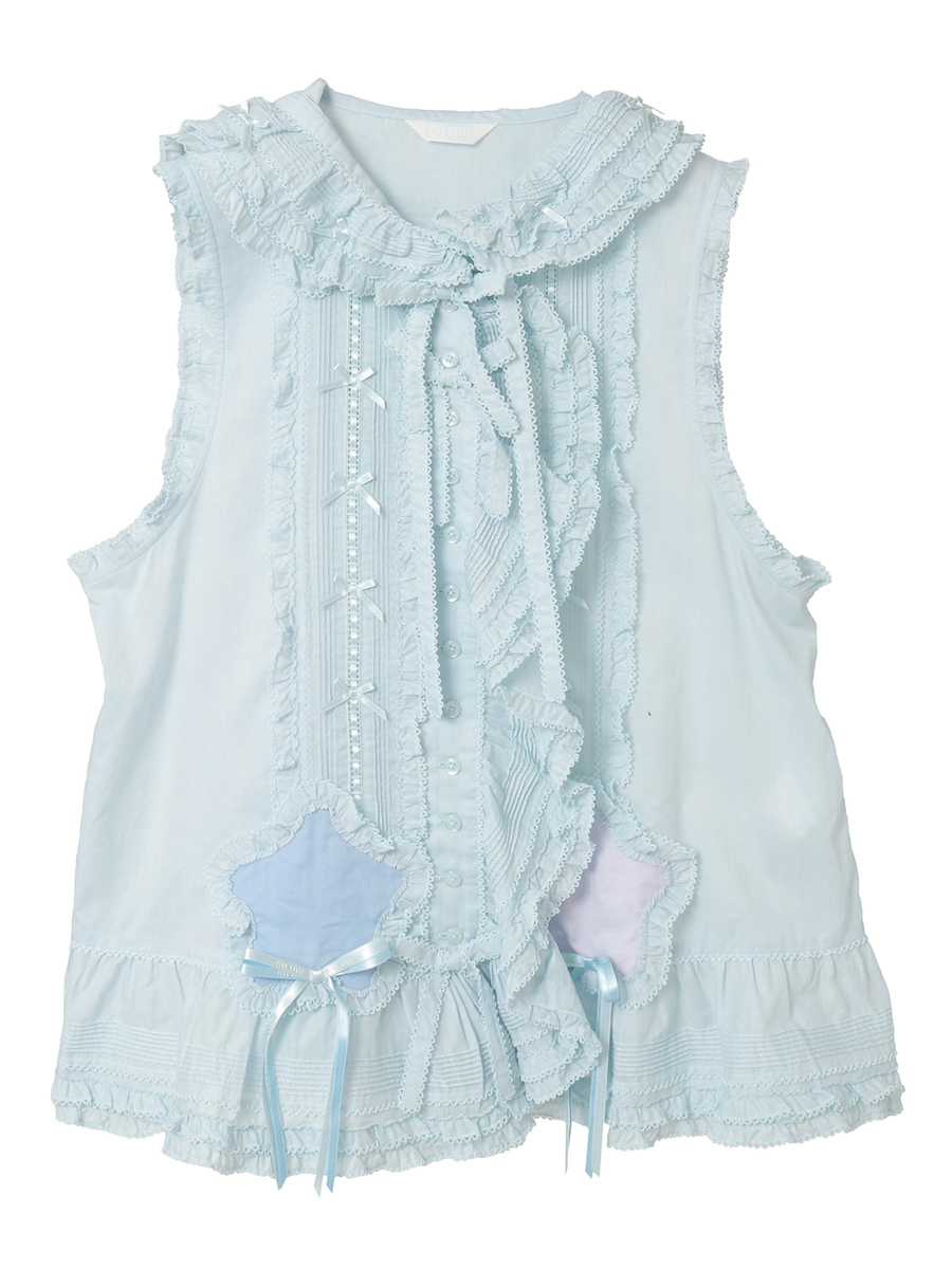 星ワッペン使いフード付きオーバーベスト 詳細画像 ソライロ 1