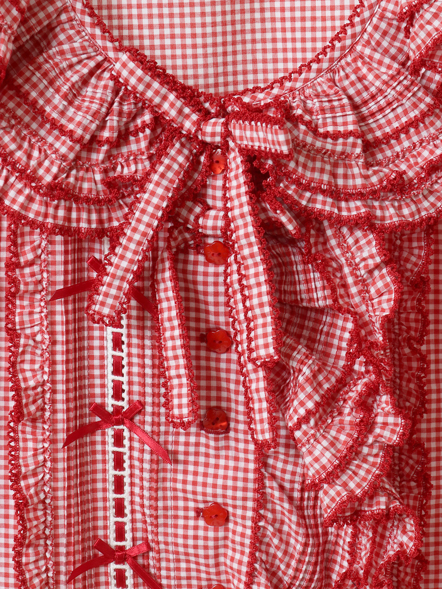 ～Special item～オーバーベストブラウス 詳細画像 ハーブグリーンギンガム 4