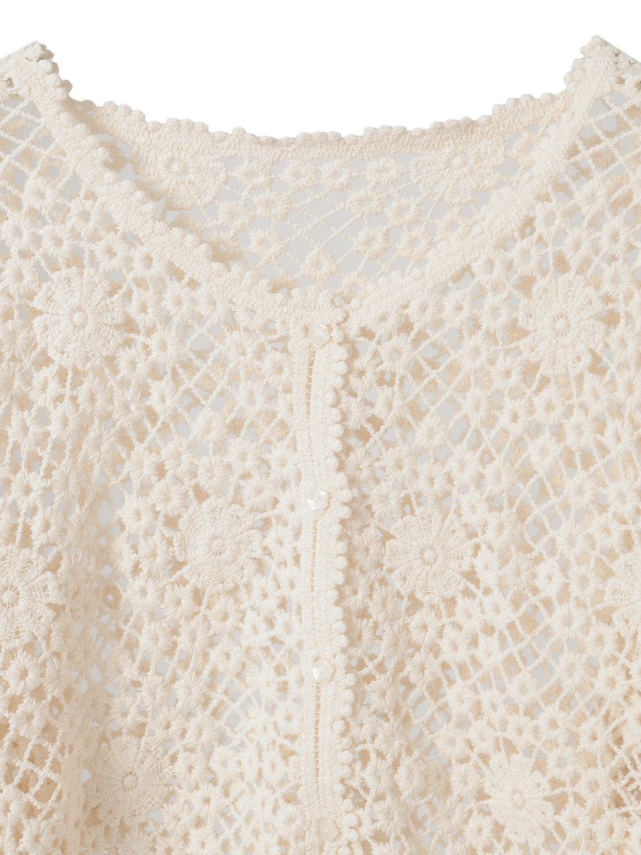 透かし編みカーディガン 詳細画像 クロ 3