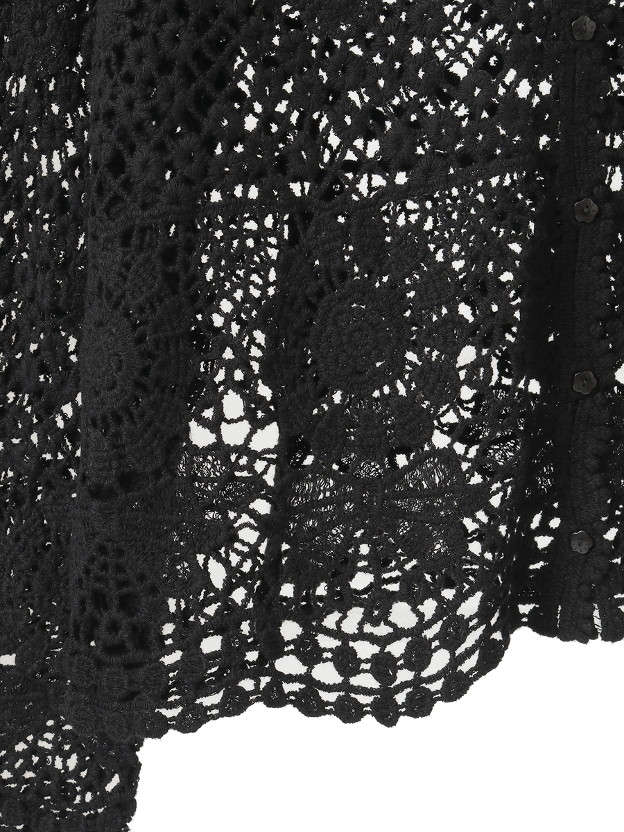 透かし編みカーディガン 詳細画像 クロ 7