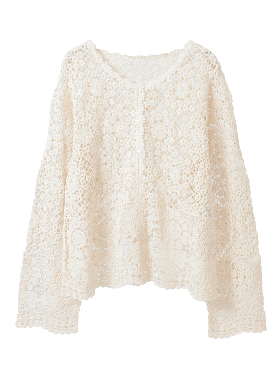 透かし編みカーディガン 詳細画像 キナリ 1