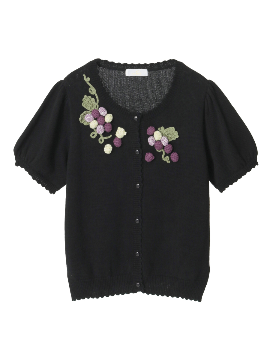 葡萄モチーフニットカーディガン 詳細画像 クロ 1