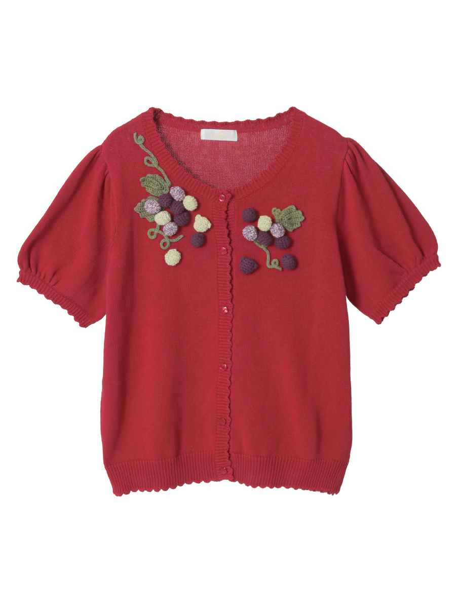 葡萄モチーフニットカーディガン 詳細画像 アカ 1