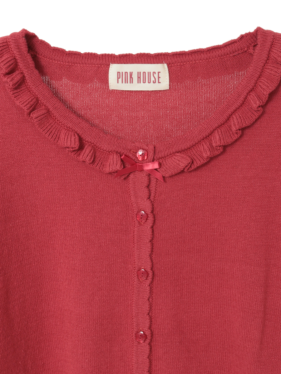 ロゴワンポイント刺繍カーディガン 詳細画像 アカ 3