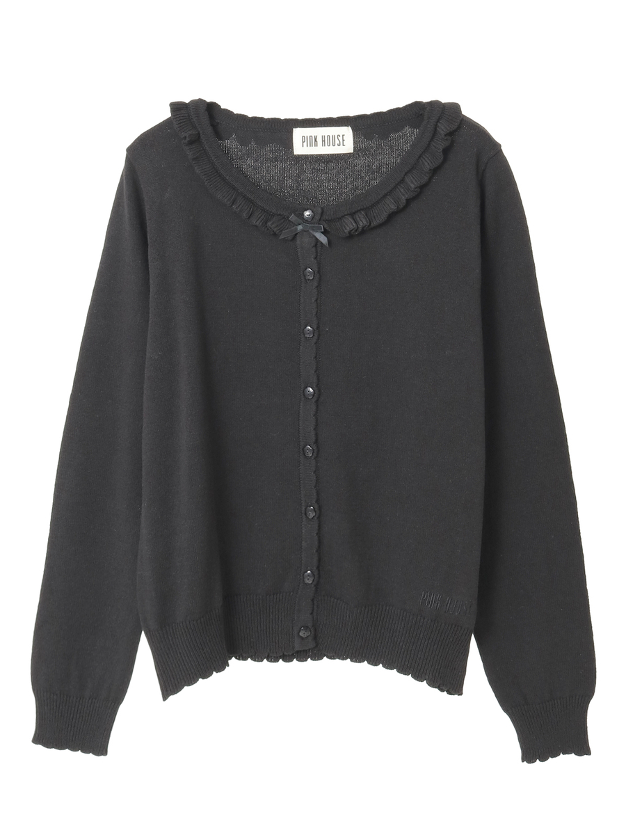 ロゴワンポイント刺繍カーディガン 詳細画像 クロ 1