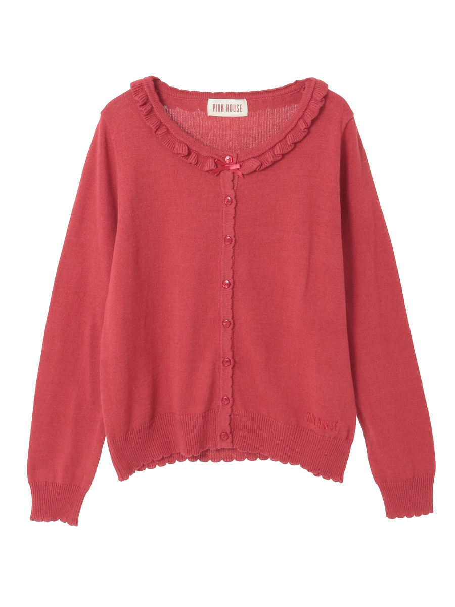 ロゴワンポイント刺繍カーディガン 詳細画像 アカ 1