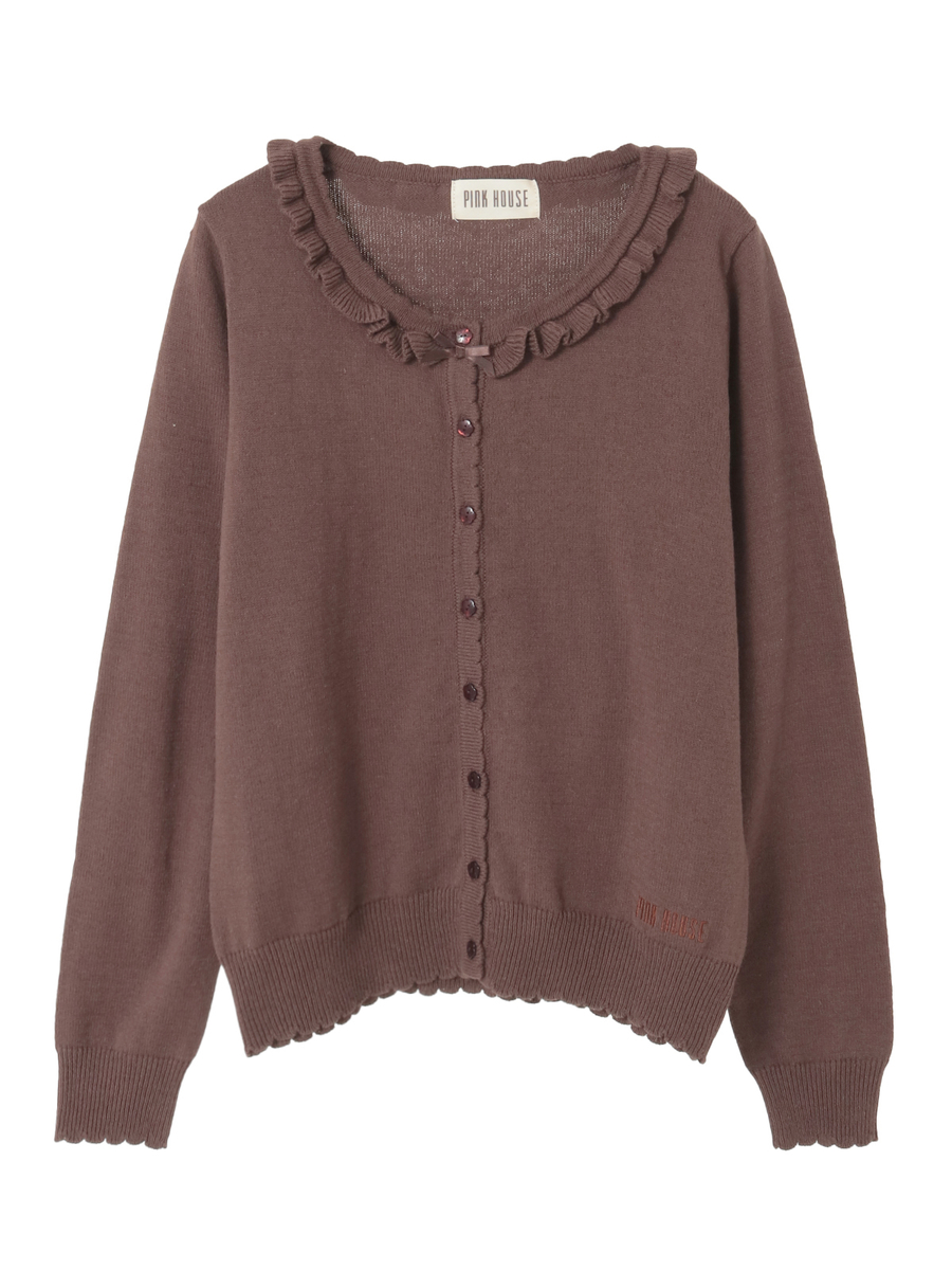 ロゴワンポイント刺繍カーディガン 詳細画像 チャ 1