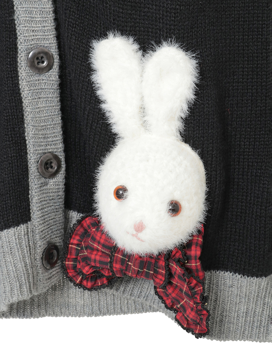 うさぎ顔ぐるみモチーフ付きニットカーディガン 詳細画像 ピンク 9