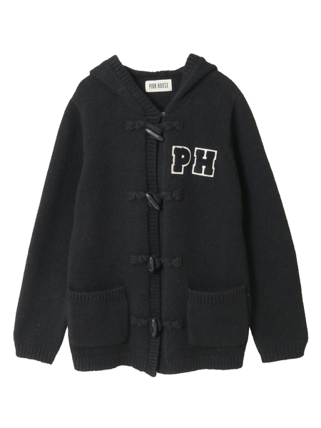 PHロゴワッペン付きフードニットカーディガン