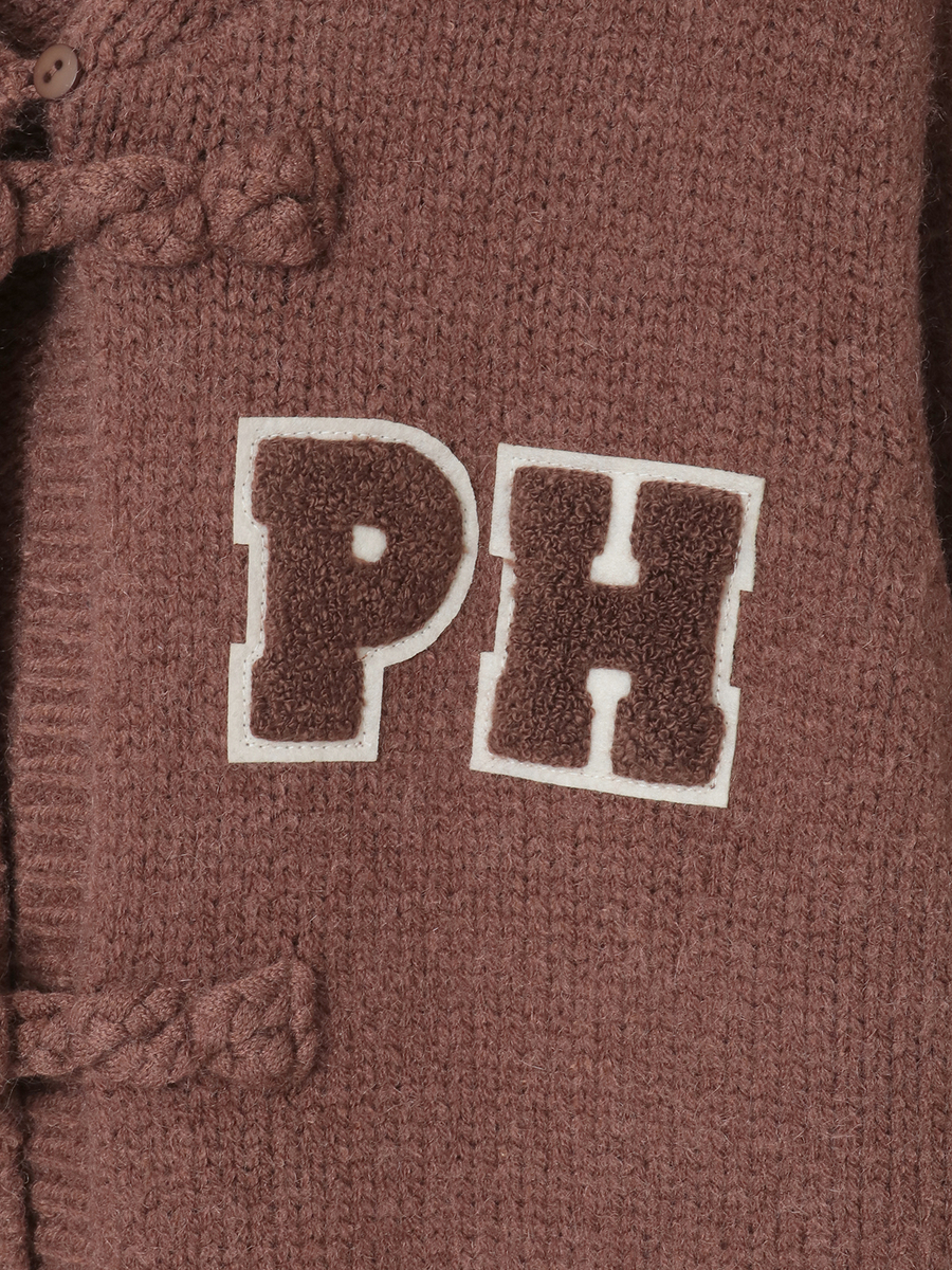 PHロゴワッペン付きフードニットカーディガン 詳細画像 ショコラ 11