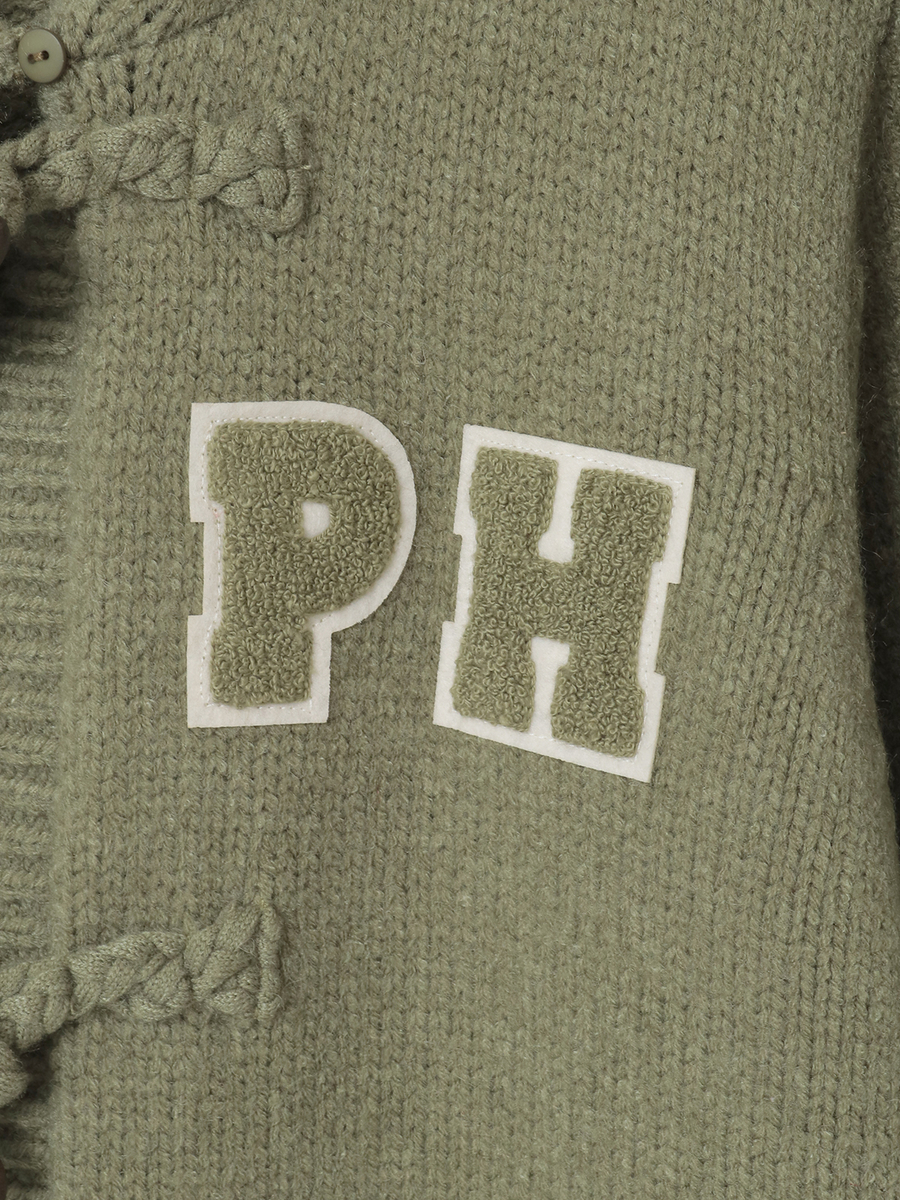 PHロゴワッペン付きフードニットカーディガン 詳細画像 ショコラ 13