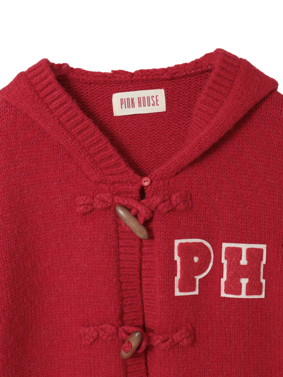 PHロゴワッペン付きフードニットカーディガン 詳細画像 ショコラ 3