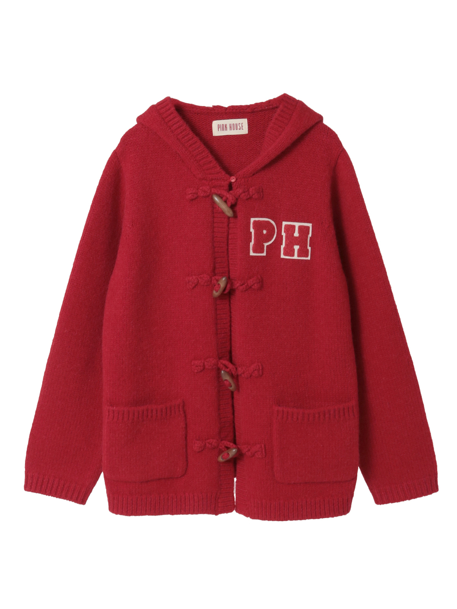 PHロゴワッペン付きフードニットカーディガン 詳細画像 アカ 1