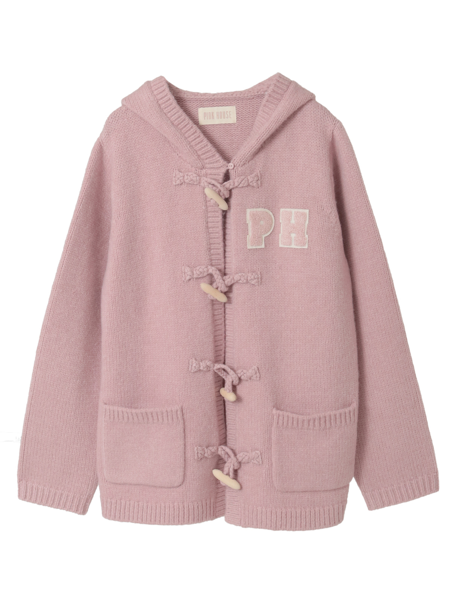 PHロゴワッペン付きフードニットカーディガン 詳細画像 ピンク 1