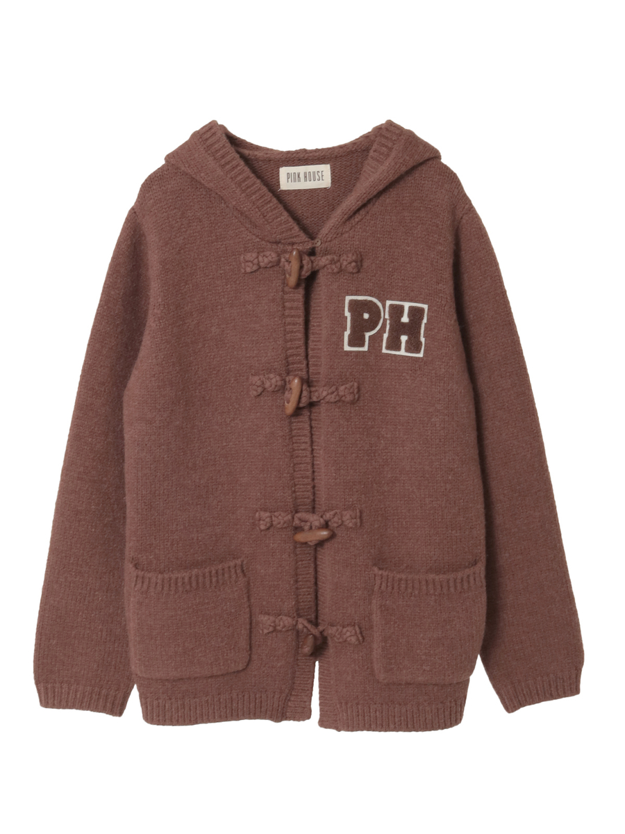 PHロゴワッペン付きフードニットカーディガン 詳細画像 ショコラ 1