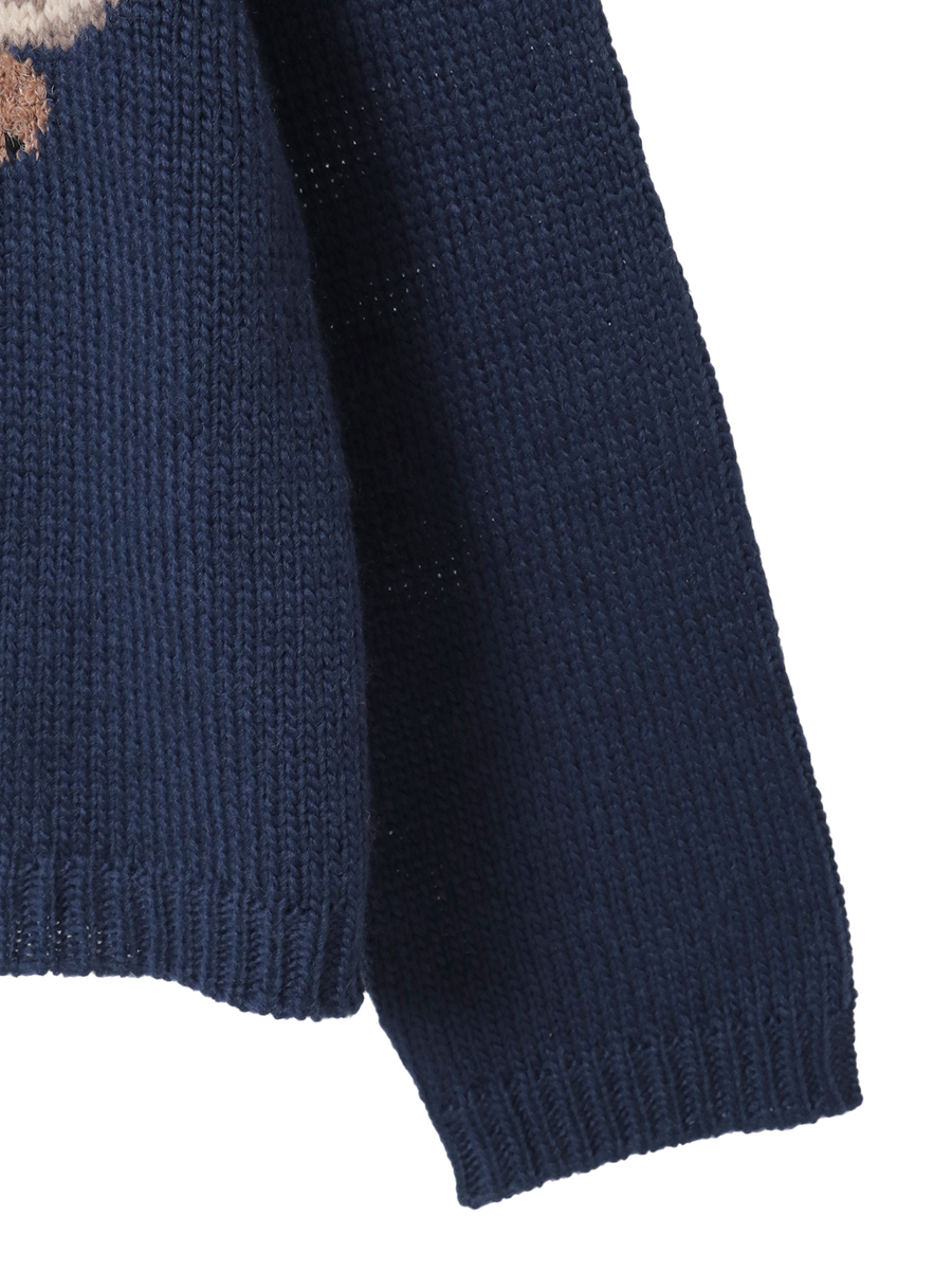 三つ子のくまの冬支度モチーフニットカーディガン 詳細画像 アカ 6