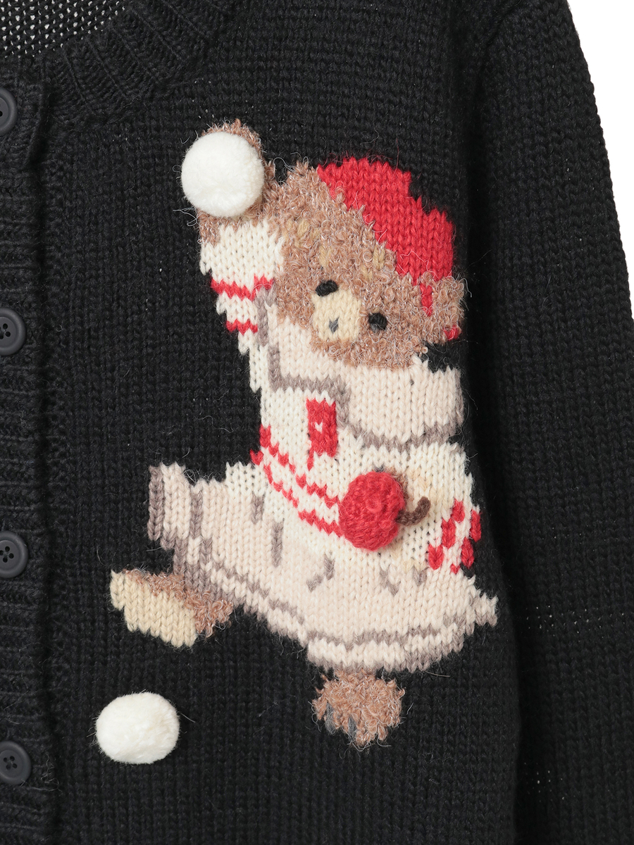 三つ子のくまの冬支度モチーフニットカーディガン 詳細画像 アカ 9
