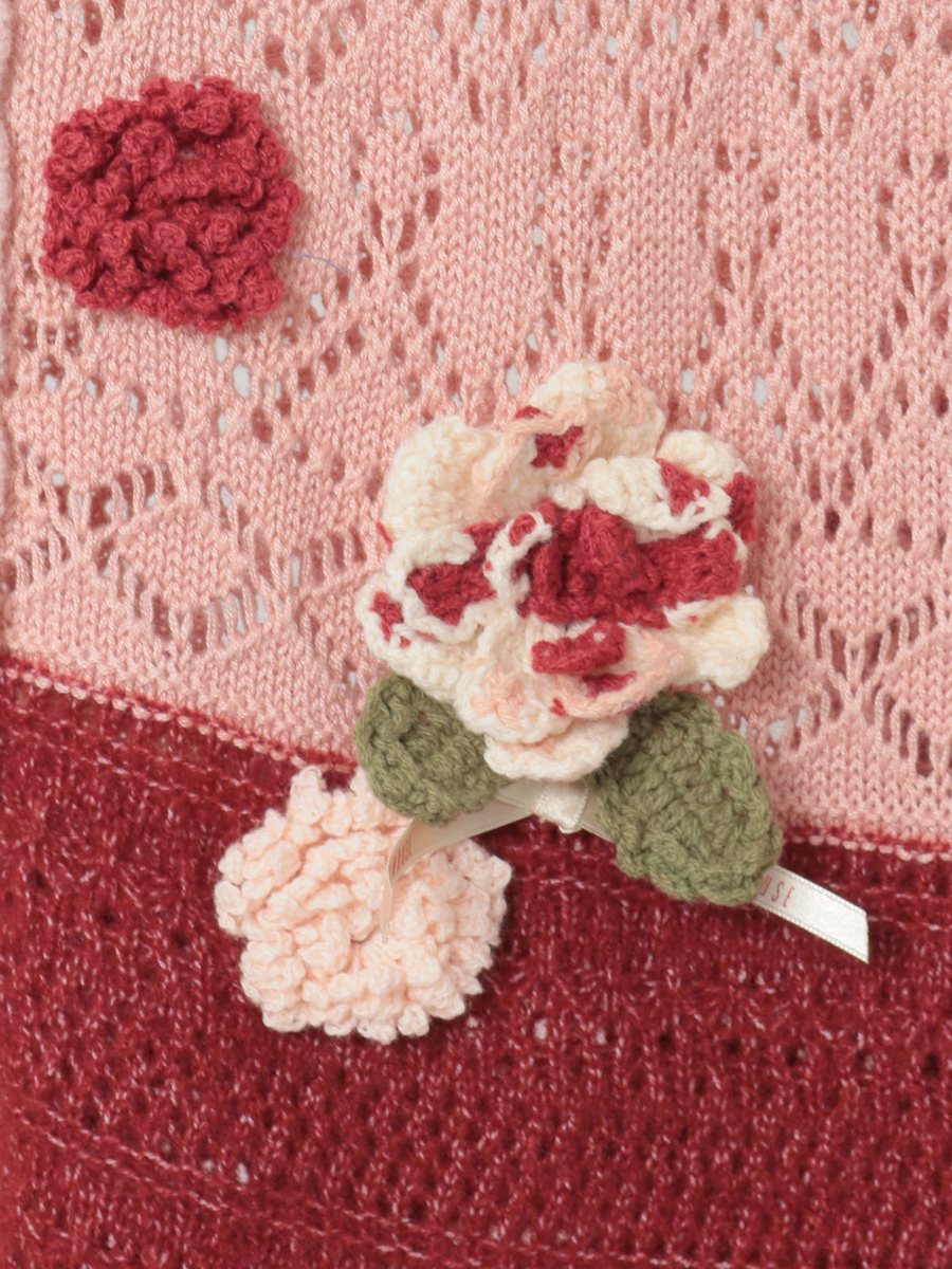 モチーフ付き透かし柄ニットカーディガン 詳細画像 ブルー系 6