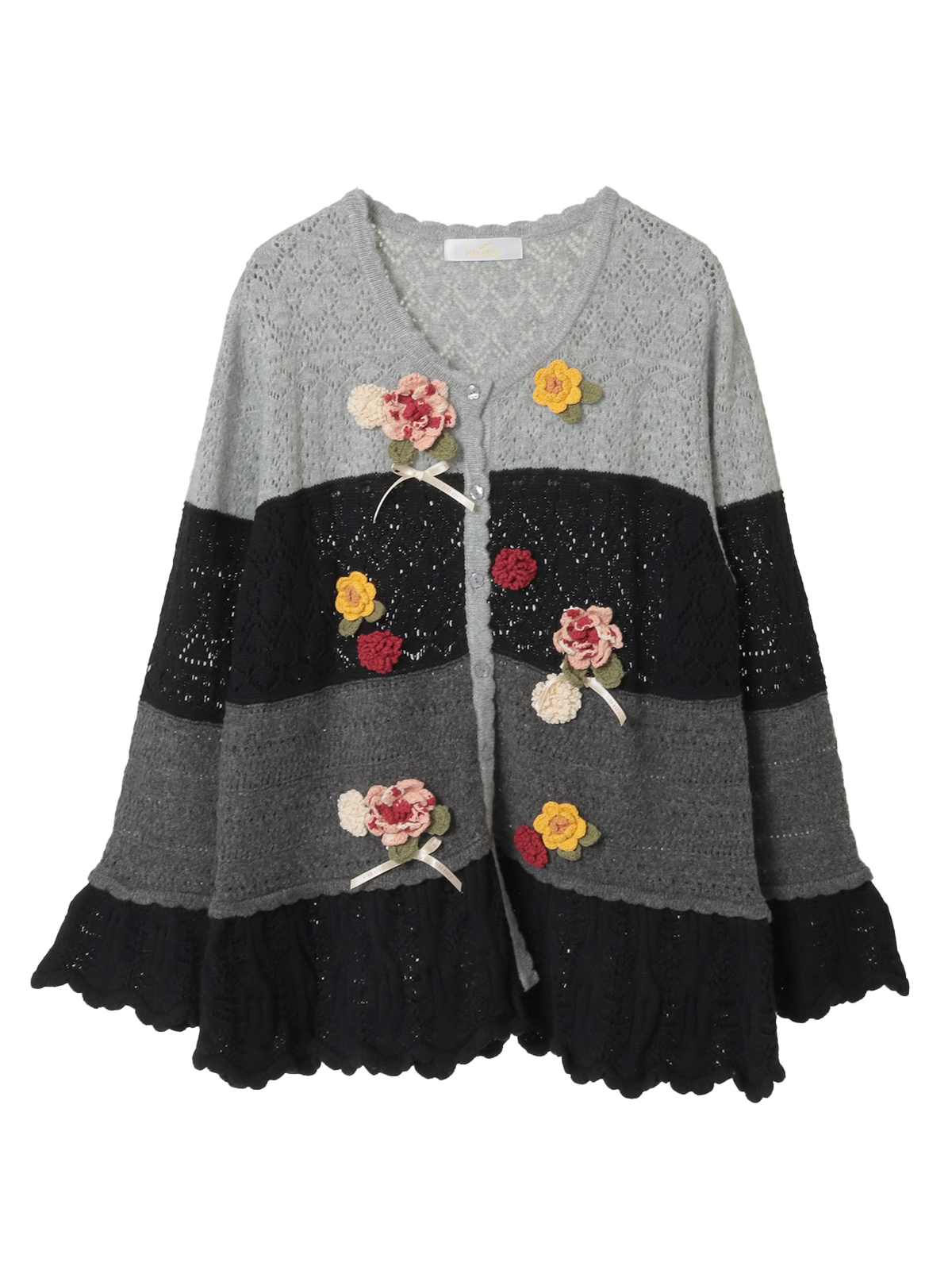 モチーフ付き透かし柄ニットカーディガン｜ピンクハウス