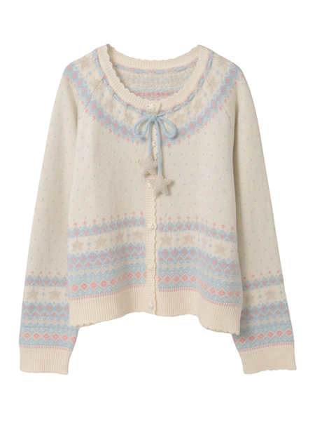 星柄編み込みニットカーディガン