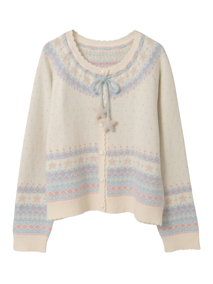 星柄編み込みニットカーディガン 詳細画像 キナリ 1