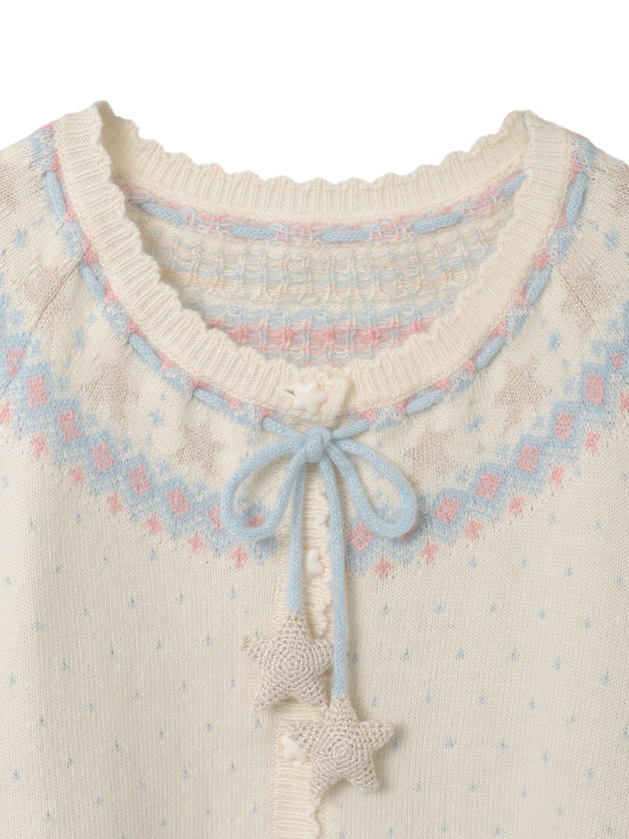 星柄編み込みニットカーディガン 詳細画像 キナリ 3