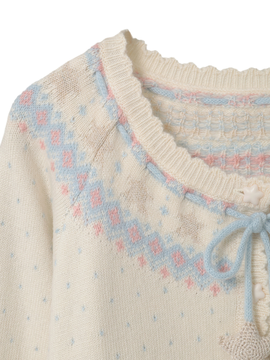 星柄編み込みニットカーディガン 詳細画像 キナリ 4